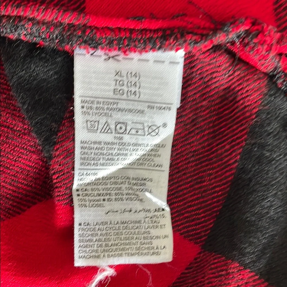 Old Navy Bold Red/ black Buffalo Checkered Blouse girls size 14
